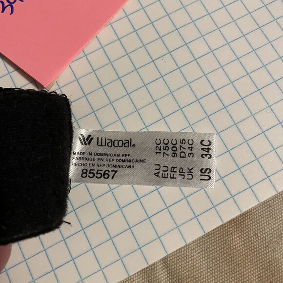 Wacoal Black Floral Lace Unlined Underwire Awareness Bra Size 34C 85567 - Picture 4 of 4